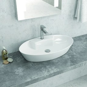 Kamalu - Lavabo appoggio ovale bianco 61cm ceramica slim | Litos-0012