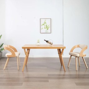 Sedie Da Pranzo 2 Pz İn Legno Curvato E Similpelle Crema /