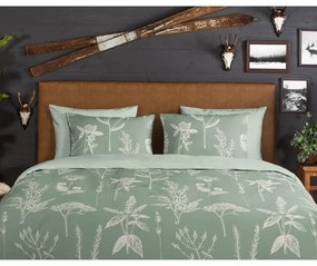 Set lenzuola letto matrimoniale verde in flanella 200x220 cm Herbs - Good Morning