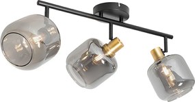 Faretto da soffitto nero con vetro fumé oblungo 3 luci - Zuzanna