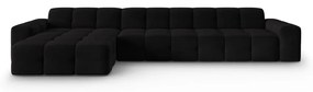 Divano angolare in velluto nero (angolo sinistro) Kendal - Micadoni Home