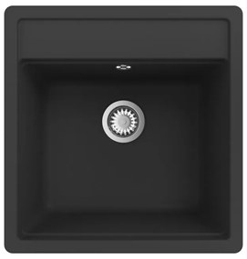 Lavello sopratop 1 vasca in quarzo nero DELINIA Onega L 51 x L 49 cm