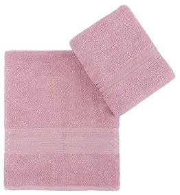 Asciugamani e teli da bagno in cotone rosa in set di 2 pezzi Dora - Foutastic