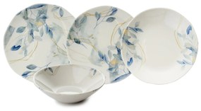 Set 24 pezzi tavola in ceramica foglie blu