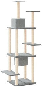 Albero per gatti con tiragraffi in sisal grigio chiaro 176 cm