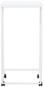 Tavolino con Ruote Bianco 40x30x63,5cm in Legno Multistrato