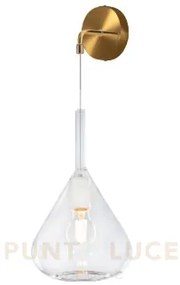 Applique ottone sat. 1 luce vetro trasparente 1177os-a-tr