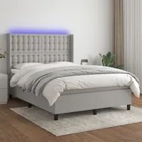 Letto a Molle Materasso e LED Grigio Chiaro 140x190 cm Tessuto 3138629