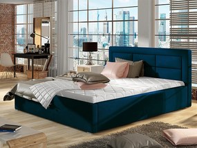 Letto matrimoniale con box contenitore Manila - 180 x 200 cm , Tessuto blu