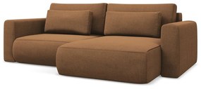Divano angolare color terracotta allungabile/con contenitore (con penisola a destra/con chaise lounge) Kapua – Makamii