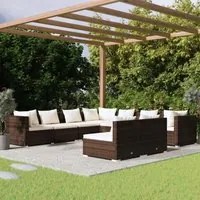 Set Divani da Giardino 9 pz con Cuscini in Polyrattan Marrone cod mxl 40851