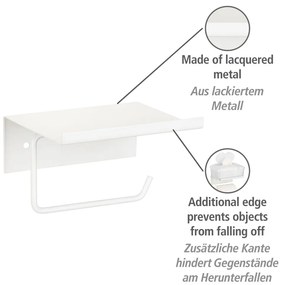 Porta carta igienica autoportante in metallo bianco con ripiano Desulo - Wenko