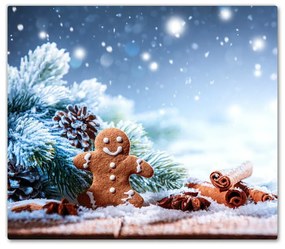 Tagliere in vetro temperato Albero di Natale della neve del pan di zenzero di Natale 60x52 cm