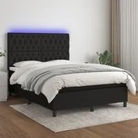 Letto a Molle con Materasso e LED Nero 140x200 cm in Tessuto 3135119