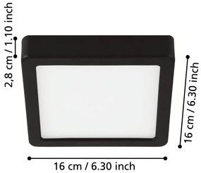 Plafoniera LED nera 16x16 cm FUEVA 5 – EGLO