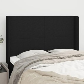 Testiera Ad Orecchio Nera 147x16x118/128 Cm İn Tessuto /