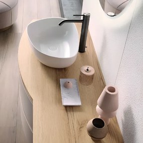 Mobile bagno sospeso 120 cm ZORA Tortora Opaco con top e lavabo d'appoggio