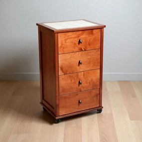 Carrello da cucina POKER con cassetti e piano in ceramica Ciliegio