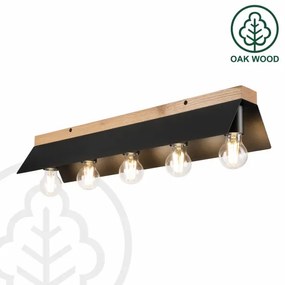 Plafoniera ESME 5xE27/15W/230V nero/quercia