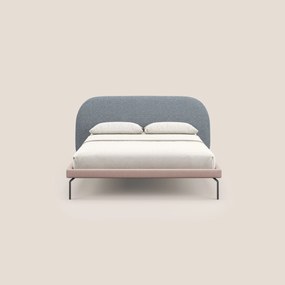 Soleil letto imbottito di design con piedi alti in metallo in bouclet smacchiabile T12 blu