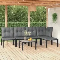 Set Salotto da Giardino 6 pz in Polyrattan Nero e Grigio 3187746