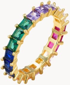 Anello placcato in oro con zirconi Celeste
