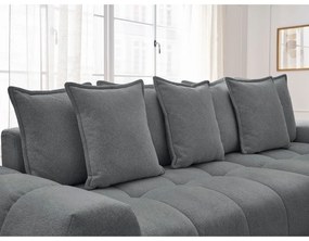 Divano angolare grigio scuro allungabile e con contenitore (penisola a destra/chaise lounge) con rivestimento in ciniglia Everest – Bobochic Paris