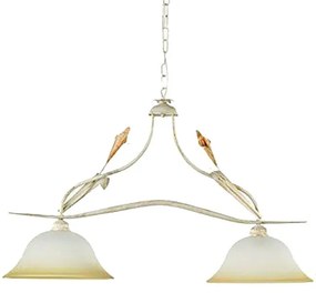 Lampadario Neoclassico Lampadario Neoclassico Lucrezia 2x E27 bianco paralume bianco 2x E27
