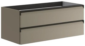 Mobile da bagno sospeso sotto lavabo L 99.5 x H 40 x P 45.5 cm marrone talpa laccato opaco, 2 cassetti Fusion