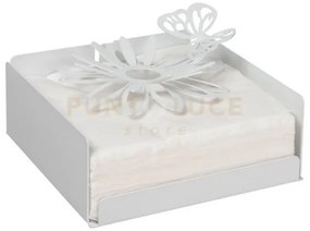 Portatovaglioli margherite bianco marmo