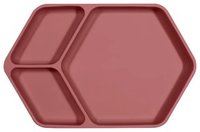 Piatto per bambini in silicone rosso Quadrato, 25 x 16 cm - Kindsgut