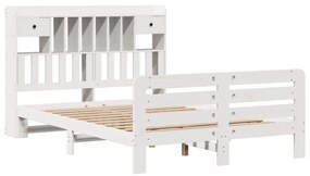 Letto libreria senza materasso bianco 140x190 cm legno di pino