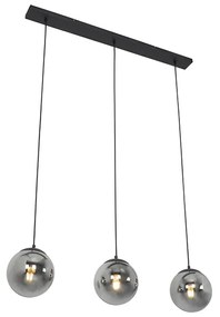 Lampadario Art Déco nero e vetro fumé 3 luci - Pallon