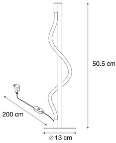 Lampada da tavolo moderna nera con LED dimmerabile a 3 livelli - Twirl