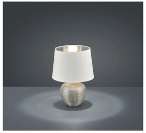 Lampada da tavolo in ceramica bianca e tessuto, altezza 26 cm Luxor - Trio