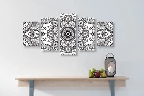 Quadri 5 pezzi – Ornamento bianco e nero