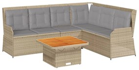 Set divani da giardino 5 pz con cuscini in polyrattan beige