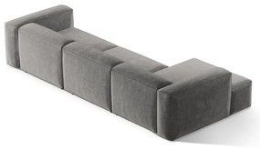 Divano angolare grigio chiaro (con penisola a sinistra/con chaise lounge) con rivestimento in velluto a coste Bergamo – Cosmopolitan Design