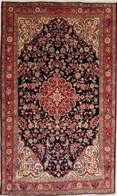 Sarouk Tappeto 130 x 210 Blu (Iran) Annodato A Mano