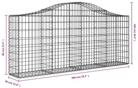 Cesti Gabbioni ad Arco 11 pz 200x30x80/100 cm Ferro Zincato