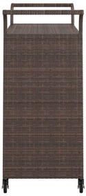 Carrello da bar con cassetto marrone 100x45x97 cm in polyrattan