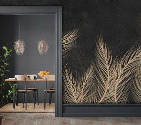 Fotomurale Fluttering, nero e oro 400X300 cm