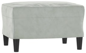 Divano a 3 posti con poggiapiedi grigio chiaro 180cm in velluto