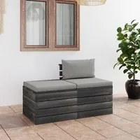 Set Divani da Giardino su Pallet 2 pz con Cuscini Massello Pino cod mxl 48899