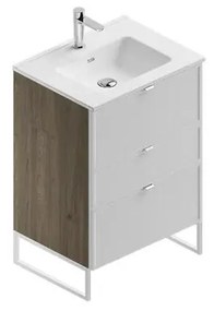 Mobile sottolavabo e lavabo Quadra cotto/bianco in mdf L 60 x H 93 x P 46 cm 1 vasca 3 cassetti