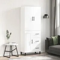 Credenza Bianco Lucido 69,5x34x180 cm in Legno Multistrato 3196037