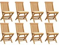 Sedie da Giardino con Cuscini Crema 8 pz in Massello di Teak cod mxl 45294