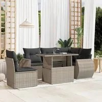 Set Divano da Giardino 6pz con Cuscini Grigio Chiaro Polyrattan 3268542