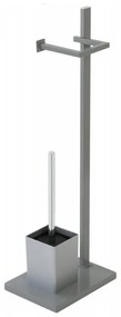 Piantana Portarotolo/Scopino Con Base In MDF Feridras Grigio