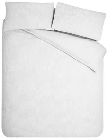 Set copripiumino e federa bianco in crêpe per letto matrimoniale e per letto esteso 230x220 cm Crinkle Seersucker – Catherine Lansfield